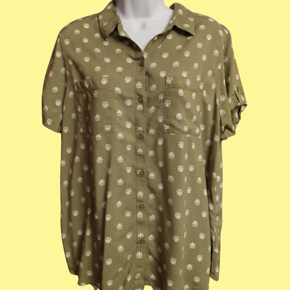 Short Sleeve Button Down Blouse